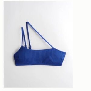Hollister blue Ribbed Asymmetrical Bandeau Bikini Top
